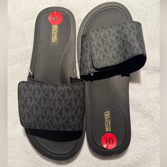 Michael Kors Shoes - Michael Kors Women's Sz 10 Adjustable Wade Slide Signature Monogram Logo Sandals